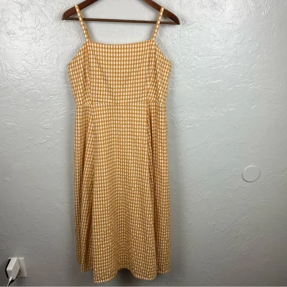 GAP | Dresses | Gap Yellow Gingham Cottagecore Square Neck Fit Flare Midi  Dress Size 2 | Poshmark